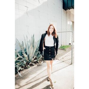 Madewell x Daryl K Black Suede Snap Skirt